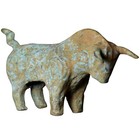 Undated Ancient Hollow Bronze Horned Bull Sculpture Antique Amazing Patina