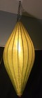 Vintage Vietnamese Silk Lantern Hanging Ceiling Light Swag Oval Bamboo Antique 