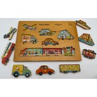 Vintage Fisher-price Vehicles Wooden Peg Puzzle 508 Made In Holland 1971 1972