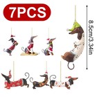 7 Pcs Dachshund Dog Christmas Tree Ornament 2d Interesting Holiday Home Decor