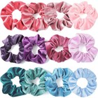 12pcs set Velvet Hair Scrunchies Elastic Hair Bands Ponytail Holder Hair Ring   