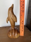 Hand Carved Wood Dolphin Figurine Dark Brown Sculpture Beach House Nautica 8   