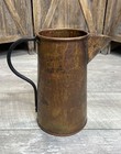 Vtg Copper Pitcher Black Iron Handle Water Jug Primitive Rustic Country Decor