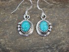 Native American Sterling Silver   Turquoise Dangle Earrings By Largo
