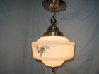 New Brass Light Fixture 4 Vtg Antique Art Deco 30s Schoolhouse Glass Globe Shade