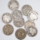 Lot Of 10 Barber 90  Silver Dimes Mixed Dates   Mints - All 100  Years Old 