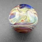 Contemporary Handmade Art Glass Marble  93  Chaotic Swirl Mib  Amber Purple Boro