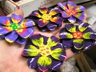 Five Flat Metal Flowers For Crafts  Jewelry  Embellishments  Accents  Purple