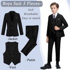 Boy s Formal Suits 3 Piece Kids Suit Slim Fit Tuxedo Suits For Wedding Black