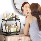 Yiwanfw Bathroom Counter Organizer  2-tier Black Perfume 11   Black  Circular