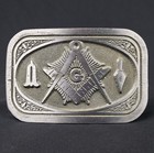 Vintage 3- 1 4 X 2-1 4  Masons Masonic Temple Rectangular Belt Buckle