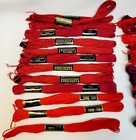 Vtg J p Coats Dmc Embroidery Thread 17  Skeins Multiple Red Colors Maroon