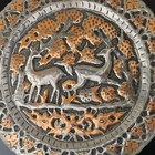 Awesome Vintage Persian Hand Hammered Copper Tinned Wall Hanging Plate Dish Tray