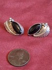 Vintage  Native American  Black Onyx Stud Earrings  Sterling  Signed