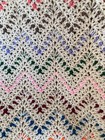 New Handmade Crocheted Afghan Blanket Vstitch Throw Approx60x42 Off Wh  Multicol