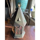 Vintage Antique Copper Or Brass Outdoor Sconce Iridescent Glass 