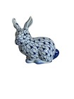 Vintage Blue And White Herend Style Fishnet Chinoiserie Bunny Rabbit Statue