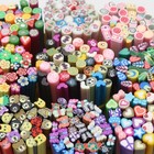 40pcs Cane Diy Polymer Clay Slice Rods Sticker 5x50mm Various For Nail Art Tips