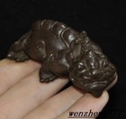 2 4 chinese Ancient Bronze Carved Feng Shui Wealth Divine Beast Statue