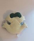Vintage A a Green   White Terrycloth Beanie Plush Frog Stuffed Animal Black Eyes