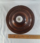 Antique Turned Wood Peaseware Treenware With Ceramic Knob Lid