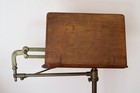 Antique Brass Cast Iron Base Music Stand W Rosewood And Candle Holder Wtrs Mark