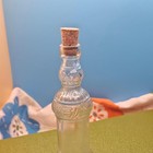 Vintage Embossed Clear Glass Bottle With Cork Stopper Decorative Apothecary