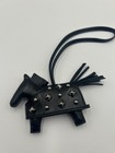 Herm  s Rodeo Rock Bag Charm Pm Black Milo Lambskin Silver Hardware W Box