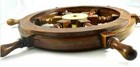 18 Inch Wooden Ship Wheel Wall Vintage Brown Brass Nautical Collectible Decor 