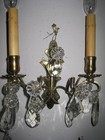Pair Of Antique French Bronze   Austrian Crystal Wall Sconces Recently Rewired  
