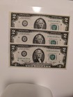 1976  2 Dollar Bill Note  lot Of 3  Sequential  Consecutive Serial Numbers Unc