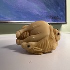 Group Of Japanese Tagua Nut Wood Netsuke Horse  Rabbit   Ram And Cow Hand Carved