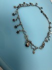 Vintage 925 Sterling Silver Star Charm Anklet Fringe Dangle Bell 10    Adjustable