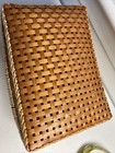 Vintage Sewing Basket Bacon Basketware Wicker With Cover 9  6 4 
