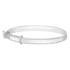 925 Sterling Silver Clear Cz Heart Adjustable Bangle Bracelet For Toddler Girls