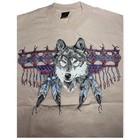 Vintage Rare 1998 Diamond Dust Glitter Native American Wolf Feathers 90s Y2k