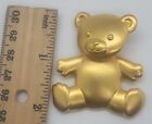 Vintage Gold Tone Jj Jonette Happy Teddy Bear W  Moveable Head Brooch Pin