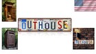 Weathered Rustic Bathroom Tin Sign - Funny Outdoor Decor