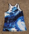 Inknburn Blue Ocean Waves Singlet Athletic Tank Dry Ice Fabric Womens Size L Euc
