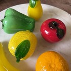 Mcm Vintage Murano Style Glass Fruit Hand Blown Art 6 Pc Lemon Pear Pepper