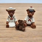 Vintage Dollhouse Mini Miniatures Teddy Bear Lot Of 3 Sailor Girl Boy Tiny Bears