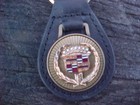 Cadillac Crest Wreath Antique Gold Leather Key Fob Nos Hi-quality Key Holder