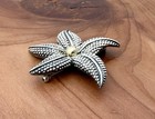 Estate Ca 1980 Sterling Silver 18k Gold Accent Starfish Star Flower Brooch Pin