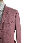 Giusto  Mens Three Button Notched Lapel Wool Knit Blazer Jacket Red Size It 52