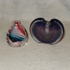 Lot 2 Vintage Signed Art Glass Perfume Bottle Nourot Cased Paperweight Pink Read
