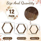 12pcs Hexagon Wedding Centerpiece Table Decorations  Brown Wooden Honeycomb Deco