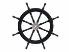 36  Brass Ship Steering Wheel Black Wooden Antique Teak Nautical Pirate Ship s
