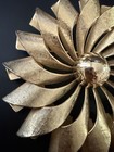 Vintage Brushed Goldtone Flower Brooch Pin 3    Large