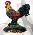Vintage Cast Iron Rooster Door Stop Original Hand Painted Heavy Farmhouse Decor