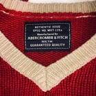 Vtg 90 s Abercrombie fitch red Blue tan Stripe V-neck Thick Wool Sweater m l